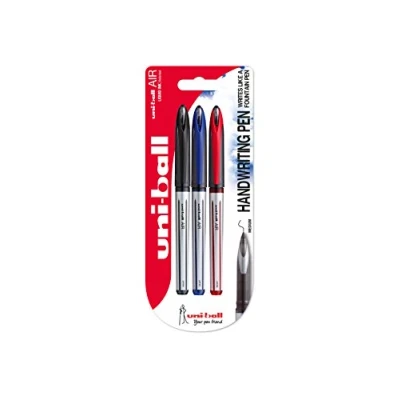 Abbildung von uni ball 153544270 UB 188 L Air Kugelschreiber, Super Tinte, fälschungssicher, Füllfederspitze, 3 Stück schwarz/rot/blau