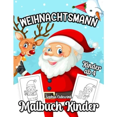 Abbildung von Weihnachtsmann Malbuch ab 4: Kinder Mädchen Geschenke Mitbringsel Kindergeburtstag