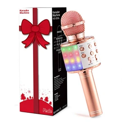 Abbildung von Fede Karaoke Mikrofon, Drahtloses Bluetooth Mikrofon für Kinder, Lustige Geschenke Spielzeug Teenager Mädchen Jungen, Tragbares KTV Lautsprecher Recorder Smartphone PC