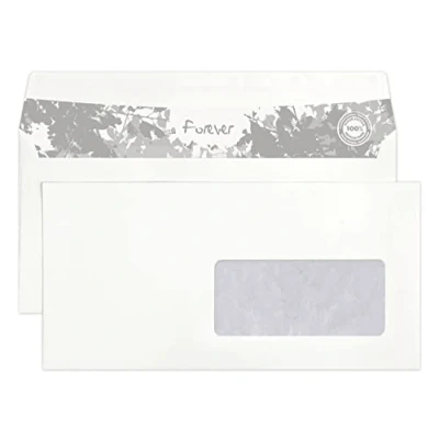 Abbildung von Clairefontaine 610925C Karton mit 500 Umschlägen Forever 100% Recycling Papier DL 110x220mm, selbstklebend, 80g, Sichtfenster 45x100 (20/20), Weiß, 1