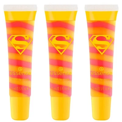 Abbildung von essence Superman swirl lip mask, feuchtigkeitsspendend, natürlich, glänzend, transluzent, vegan, ölfrei, ohne Parabene, Mikroplastikpartikel, 3er Pack (3x15ml)