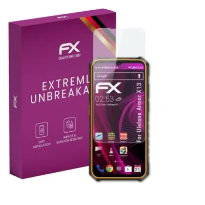 Abbildung von atFoliX Glasfolie kompatibel mit Ulefone Armor X13 Panzerfolie, 9H Hybrid Glass FX Schutzpanzer Folie