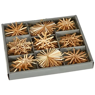 Abbildung von Riffelmacher 75312 Stroh Sortiment, Größe je Stern ca. 6 cm, 30 Stück, Baumschmuck, Gesteck, Dekoration, Deko Hänger, Weihnachten, Advent