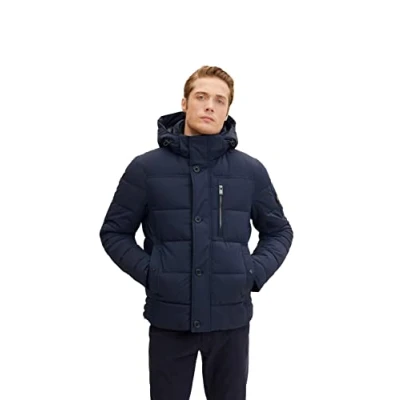 Abbildung von TOM TAILOR Herren Puffer Jacke mit abnehmbarer Kapuze 1032486, 10668 Sky Captain Blue, XL