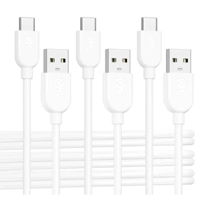 Abbildung von Cable Matters 3er Pack flexibles USB A auf C Kabel 3m zum Schnellladen mit 3A (USB Ladekabel) in Weiß, kompatibel iPhone 15/15 Pro/15 Plus, iPad Pro, Samsung Galaxy S23