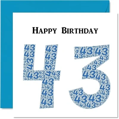 Abbildung von lustige Geburtstagskarte zum 43. Geburtstag für Männer Shapecloud Happy Birthday Karte Vater, Mutter, Bruder, Schwester, Großvater, Oma, Onkel, Tante, 145 mm x Grußkarten,