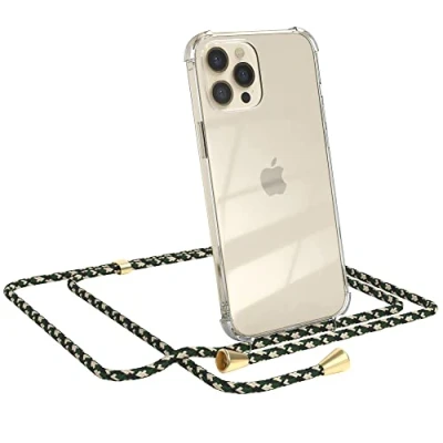 Abbildung von EAZY CASE Handykette kompatibel mit iPhone 12 Pro Max Handyhülle Umhängeband, Handykordel Schutzhülle, Silikonhülle, Hülle Band, Stylische Kette für Smartphone, Grün Camouflage