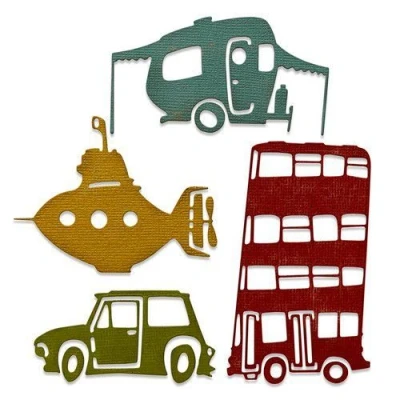 Abbildung von Sizzix Thinlits Die Set 4PK Wacky Transport #1 665220 Tim Holtz (01 21)