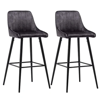 Abbildung von Duhome Barhocker Set Samt Vintage, Barstuhl 78cm Tresenhocker Bistrohocker Gut Gepolstert mit Lehne für Küche Bistro Counter, Schwarz