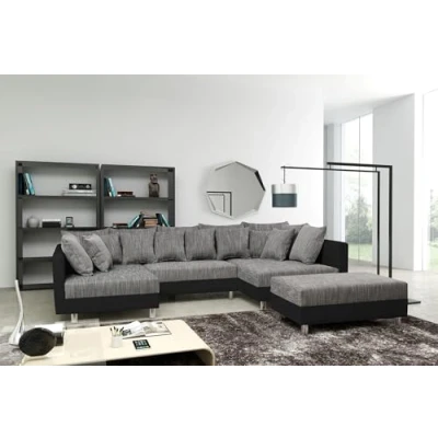 Abbildung von Küchen Preisbombe Sofa Wohnlandschaft Couch Ecksofa Eckcouch schwarz / hellgrau Minsk XXL, in U Form mit Hocker