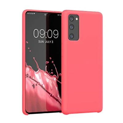 Abbildung von kwmobile Hülle kompatibel mit Samsung Galaxy S20 FE Silikon Handy Case Handyhülle weiche Oberfläche kabelloses Laden Neon Koralle