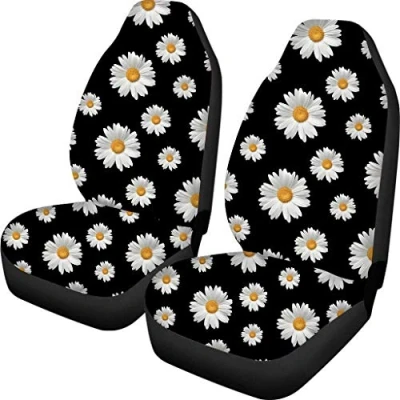 Abbildung von TOADDMOS Dekorativer Universal Autositzbezug mit Gänseblümchen Blumenmuster, für Mädchen, Vordersitzbezug Autos, SUVs, LKWs, Limousinen, 2 Stück