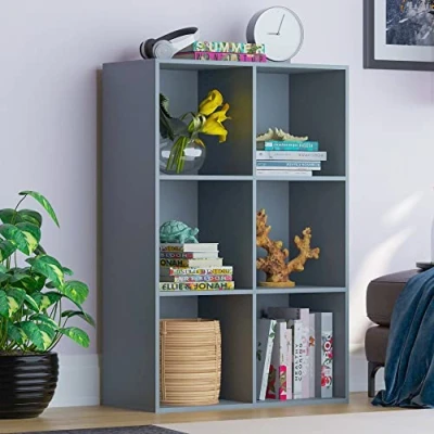 Abbildung von Vida Designs Durham Cube Bücherregal Aufbewahrung Organizer Wohnzimmer Home Office Möbel (6 Würfel, grau)