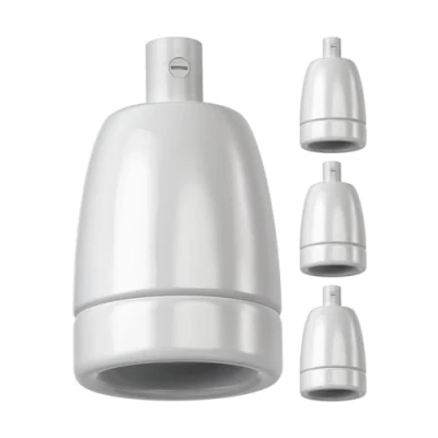 Abbildung von ledscom.de 4 Stück E27 Fassung, Porzellan, weiß, 230V AC, max. 300W