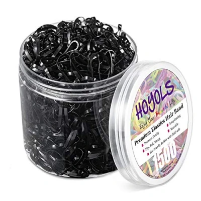 Abbildung von Hoyols Schwarzes Elastisches Haar Krawatten Gummibänder Mini Polyband Weichen Pferdeschwanz Halter für Kinder Mädchen Pack 1500