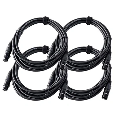 Abbildung von 4er Set Pronomic XFXM 5 Mikrofonkabel (5m Länge, XLR female 3 pol &gt; male pol, Stecker handgelötet, säure und ölfest, Spannzangen Zugentlastung) schwarz