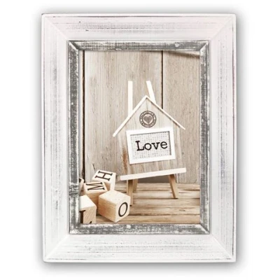 Abbildung von Zep S.r.l SY1268 Athis Holzbilderrahmen, Holz, vintage Look, Grau/Weiß, 15 x 20 cm