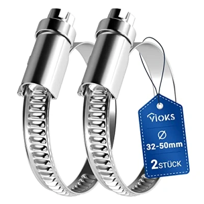 Abbildung von VIOKS Schlauchschellen Schellen SET 2x 32 50mmØ Edelstahl/Schellen Poolschlauch/Schlauch Schellе/Schellе Waschmaschinenschlauch/Schlauchschеlle Waschmaschine