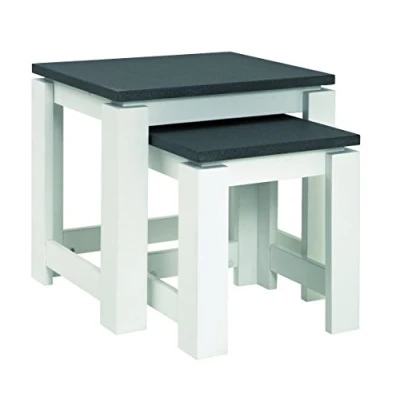 Abbildung von HAKU Möbel Beistelltisch 2er Set, MDF, granitoptik weiß, B 33 x T 30 H 35 cm/B 46 43 cm