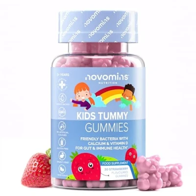 Abbildung von Novomins Probiotika für Kinder Darmbakterien Bakterienstämme Lactobacillus mit Calcium &amp; Vitamin D Glutenfrei Gummibärchen Darmflora Aufbau 30 Gummis als Alternative zu Kapseln