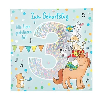 Abbildung von Depesche 11515 006 Zahlenkarte zum 3. Geburtstag mit Musik, veredelte Klappkarte originellem Innentext, inkl. Umschlag, Format 15, 5 x, cm, mehrfarbig