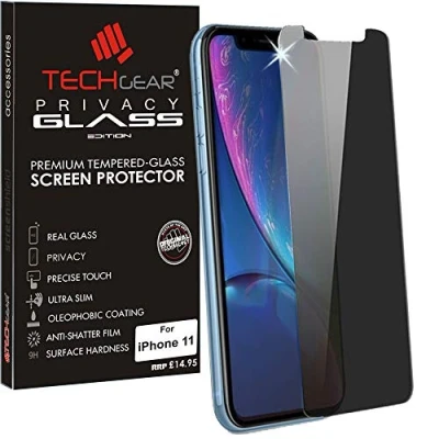 Abbildung von TECHGEAR Anti Spy Schutzfolie kompatibel mit iPhone 11 PRIVACY Privatsphäre Edition Displayschutzfolie aus gehärtetem Glas