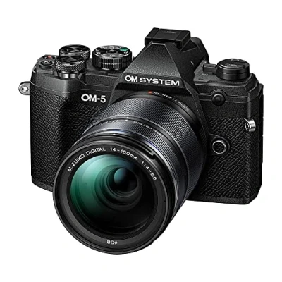 Abbildung von OM SYSTEM 5 Micro Four Thirds Systemkamera inkl. M.Zuiko Digital 14 150mm F4 5.6 II Objektiv, 20 MP Live MOS Sensor, optimierte Achsen Bildstabilisierung, IP53, Schwarz/Schwarz