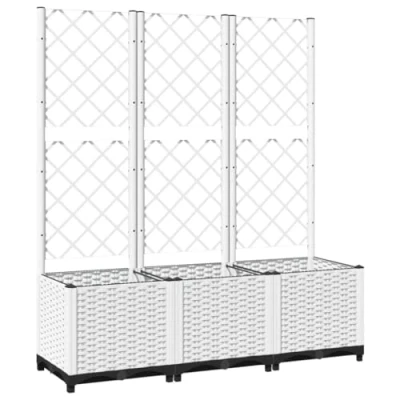 Abbildung von vidaXL Pflanzkübel, Pflanzkasten mit Rankgitter Weiß 120x40x136 cm PP