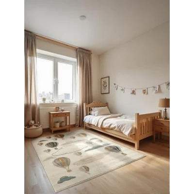 Abbildung von Hanse Home Adventures Kinderteppich Heißluftballon Pastell Spielteppich, Modern, Spielmatte, Krabbelteppich Junge Mädchen für Kinderzimmer, Jugendzimmer, Wohnzimmer Creme Multifarben, 120x170cm