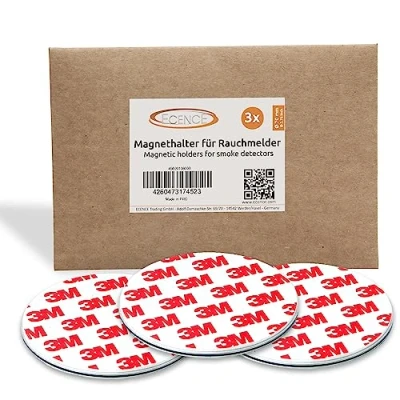 Abbildung von ECENCE Rauchmelder Magnethalter 3 Stück Selbstklebende Magnethalterung für Ø 70mm schnelle &amp; sichere Montage ohne Bohren und Schrauben alle Feuermelder Rauchwarnmelder