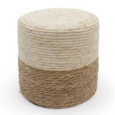 Abbildung von Seegras Sitzhocker Vintage Natur 30 cm Naturfaser Boho Sitzpouf Jute Fußhocker Pouf als Hocker Fußablage Tritthocker Sitzkissen Fußkissen Sitzgelegenheit