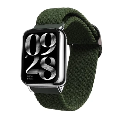 Abbildung von kwmobile Armband kompatibel mit Xiaomi Mi Band 8 Pro Nylon Fitnesstracker Sportarmband in Dunkelgrün Innenmaße von 15 18,5 cm