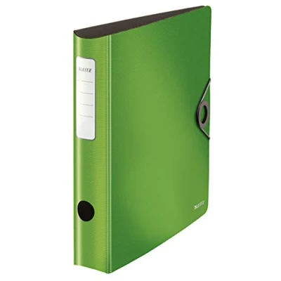 Abbildung von Leitz Qualitäts Ordner 180 Active Solid, A4, Schmal, Abgerundeter Rücken, 6,5 cm breit, Gummibandverschluss, Leichtes Polyfoam, Plastik Ordner, Hellgrün, 10481050