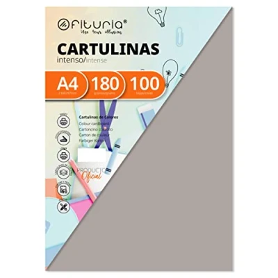 Abbildung von Pack 100 Cartulinas Color Gris Tamaño A4 180g