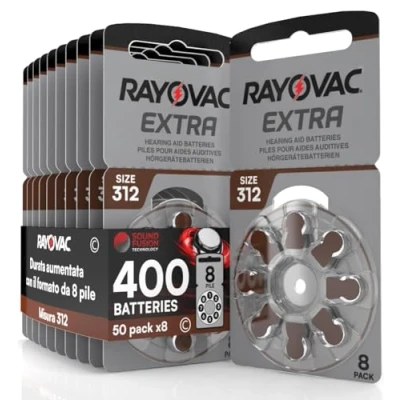 Abbildung von 400 Batterien für Hörgeräte Rayovac Extra 312 50 Blister à 8