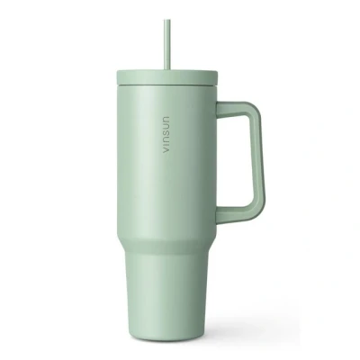 Abbildung von Vinsun Thermobecher Tumbler 1200ml 40oz Edelstahl Becher mit Strohhalm und Henkel, Edelstahl, bruchfest, für heiße kalte Getränke