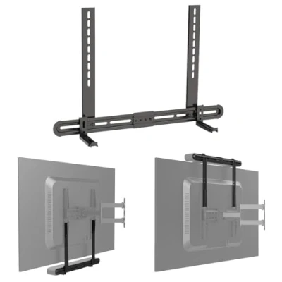 Abbildung von auvisio Soundbarhalterung: Universal Soundbar Halterung mit Anti Rutsch Sockelhalterung (Soundbar Wandhalterung, Wandhalter für Soundbar)