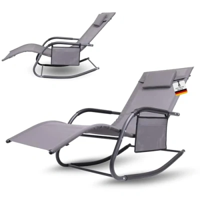 Abbildung von ALBATROS Premium Gartenliege C Form belastbar bis 160Kg Schwungliege Relaxliege Gartenstuhl Schaukelstuhl Schaukelsessel mit Kopfkissen wetterfester ergonomischer Relaxsessel
