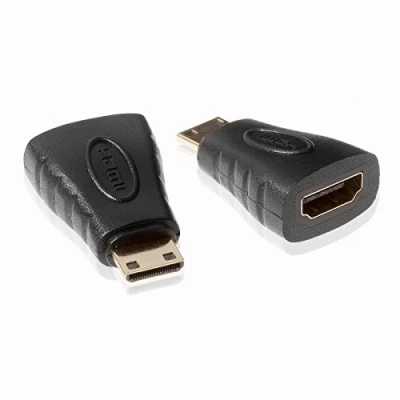 Abbildung von POPPSTAR 2X HDMI Adapter (Mini Stecker auf Buchse, Full HD 1080p, 4k UHD 2160p), Übertragung von Daten und Videos, schwarz, vergoldete Kontakte