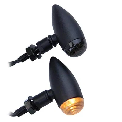 Abbildung von Halogen Blinker &quot;Sniper&quot; schwarz Motorrad kompatibel mit Harley Old School Bobber Chopper Cafe Racer