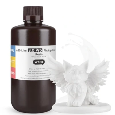Abbildung von ELEGOO ABS Like Resin 3.0 Pro, UV Härtendes 3D mit Hohe Präzision, Nicht Spröde, Giftig für LCD/DLP Drucker Photopolymer Harz Weiß 1000g