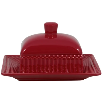 Abbildung von Greengate Alice Butterdose small claret red 14 x 12 cm