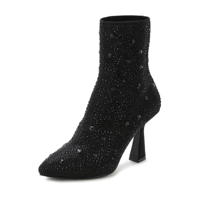 Abbildung von LASCANA High Heel Stiefelette &quot;Sock Boot,&quot;, Schlupf Stiefel, Ankle Boots, elastisches Material, Schmucksteinchen