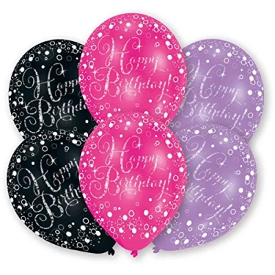 Abbildung von Luftballons Happy Birthday Sparkling Pink 27,5cm 6 Stück