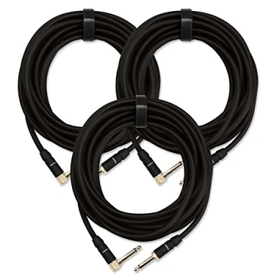 Abbildung von 3x Pronomic Trendline INST A 6S Klinkenkabel 6m (Professionelles Gitarren /Instrumentenkabel, 6,3mm Klinke, 24 Karat vergoldet, flexibler und robuster Außenmantel, inkl. Kabelklette) schwarz