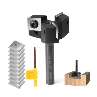 Abbildung von Trvoxviq Planfräser 8mm schaft 3 Flöten mit 10 austauschbaren Hartmetallmessern (12x12x1.5mm) für Holz Durchmesser 39 mm, Profi Oberfräse Fräser &amp; CNC Maschinen (D=39 S=8)
