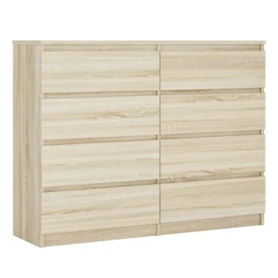Abbildung von 3E 3xE living.com Kommode mit 8 Schubladen 120 cm, Farbe: Sonoma Eiche, H: 102 B: T: 39 cm