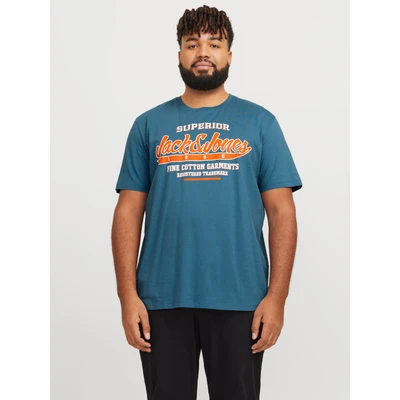 Abbildung von Jack &amp; Jones Jjelogo SS Oneck PLS Tshirt print, Herren, Größe: 4XL, Oceanview