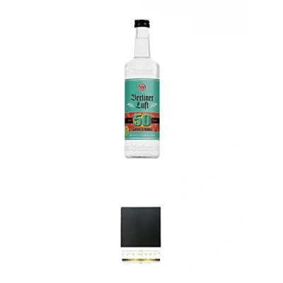 Abbildung von Berliner Luft SUPER STRONG 50% 0,7 Liter + Schiefer Glasuntersetzer eckig ca. 9,5 cm Durchmesser