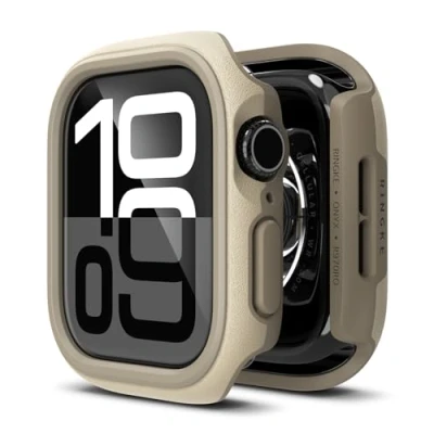 Abbildung von Ringke Onyx Case Compatible with Apple Watch 10 46mm Hülle, Slim Snug Fit Stoßfest Kratzfest Bumper Handyhülle mit Einzigartigem Textur Design und Rahmen Schutz Gray Sand